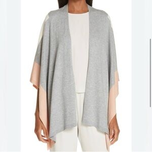 Eileen Fisher Colorblock Poncho Wrap  in Dark Pearl Quiet Luxury one size